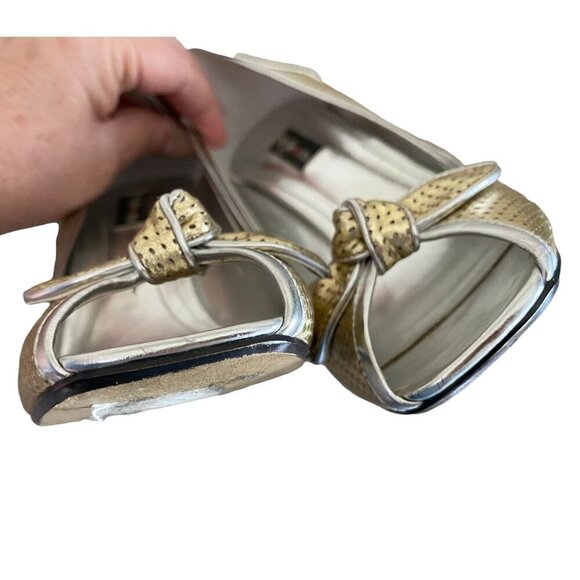 Style & Co. "Freckles" Peep Toe Metallic Heels Formal Special Occasion SZ 6.5 - Picture 5 of 12